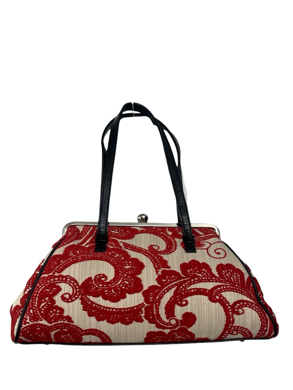 Glenda Gies Angelina Red Paisley Chenille Handbag Cream Carpetbag NWT